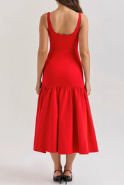 Eveline | Dames Midi Jurk - Hoogwaardige Stof met Ruches, Elegant Jurkje 2