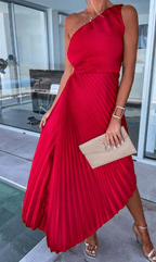 Evelyn | Dames Midi-jurk - Geplooide Elegantie voor Bruiloften en Galas 0