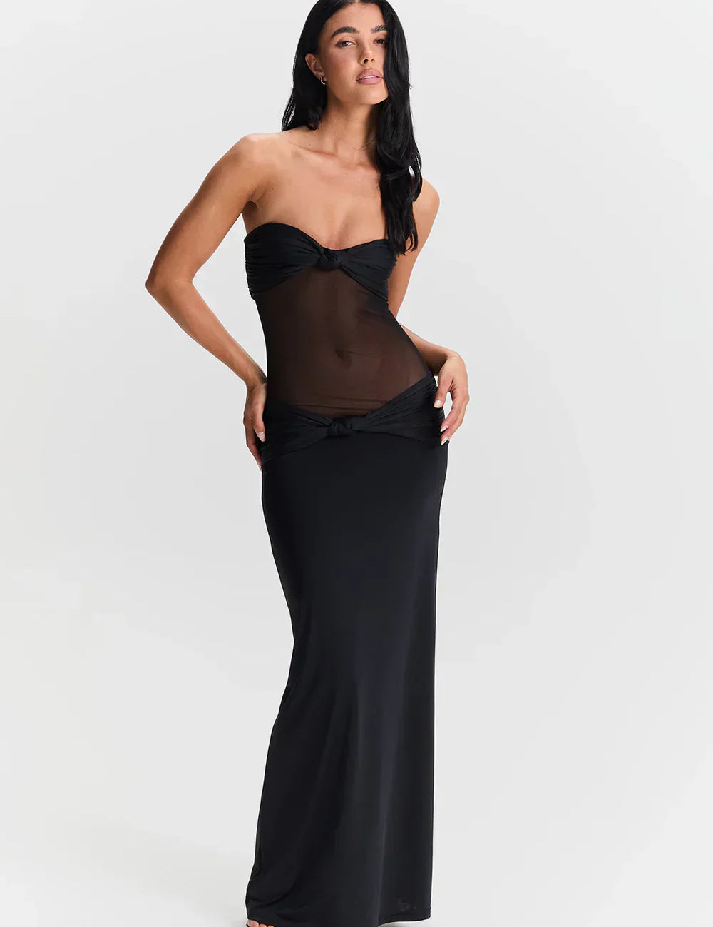 Ayesha | Jurk Strapless Mesh Detail