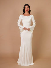 Maxi jurk wit met lange mouwen front view