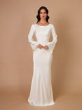 Maxi jurk wit met lange mouwen front view
