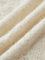 Cream knit top with openwork pattern fabric detail