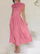 Maxi jurk roze met open zijkanten en hoge taille detail
