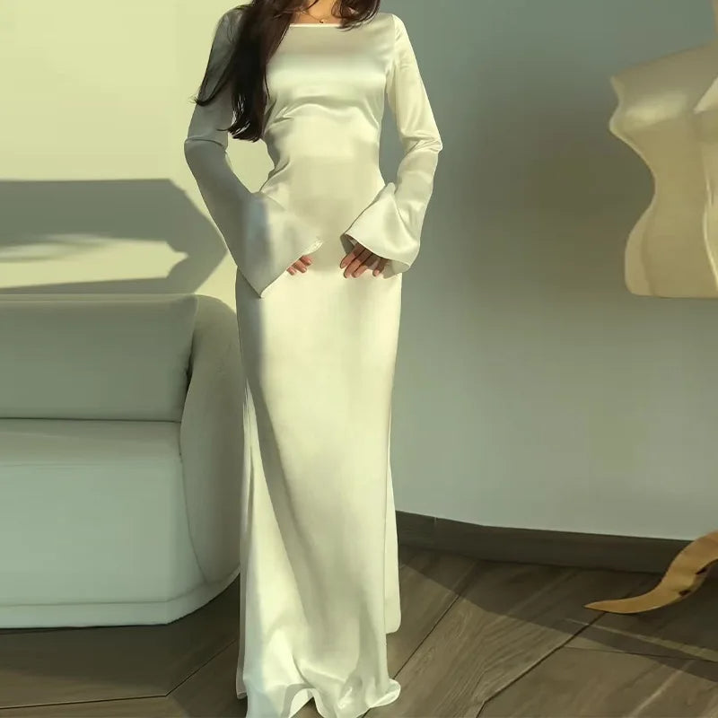 Francesca | Satijnen Maxi Jurk Dames met Vloeiend Silhouet 0