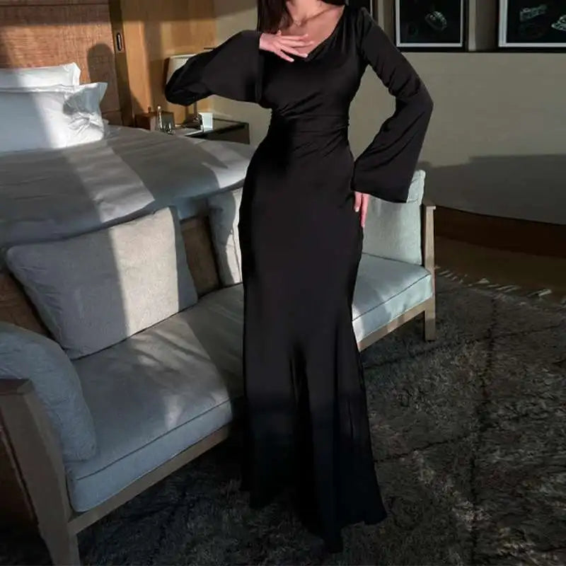 Francesca | Satijnen Maxi Jurk Dames met Vloeiend Silhouet 3