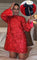 Red sequin dress with black bow front view