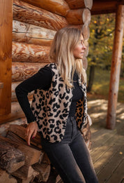 Veline Bodywarmer teddy met luipaardprint voor dames