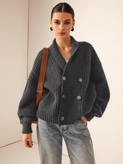 Zandra | Cardigan met Chunky Knit en Hoge Col