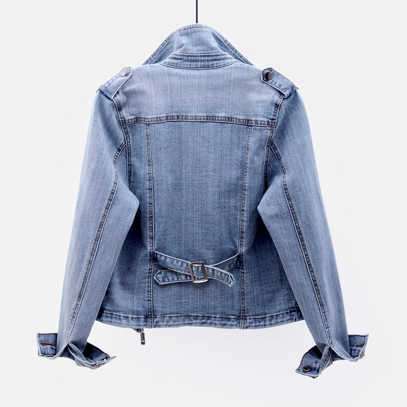 Spijkerjas denim blauw met riem achterzijde