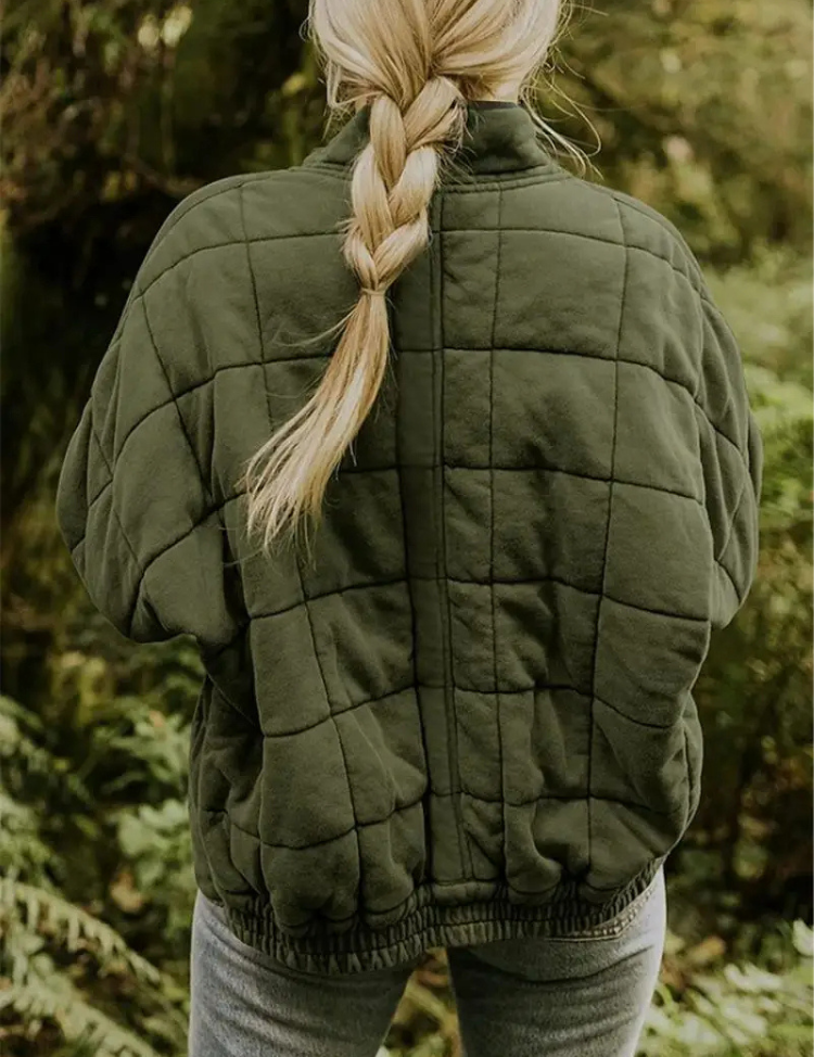 Jas met blokpatroon groen achterzijde