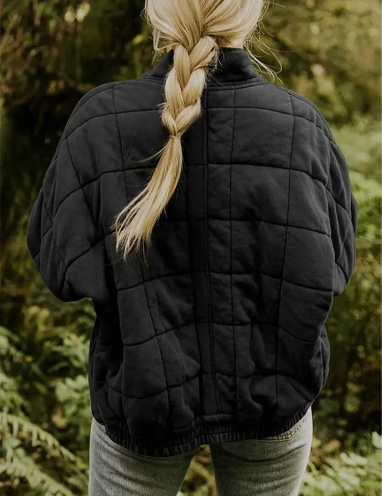 Jas met blokpatroon zwart achterkant