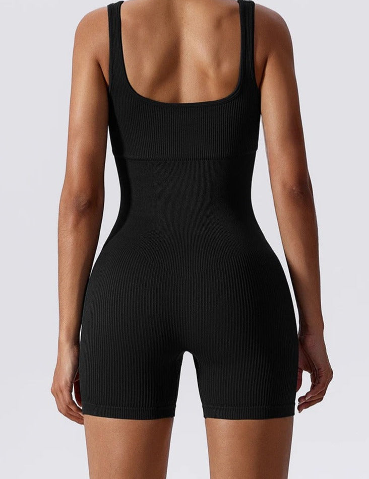 Black ribbed bodysuit back view