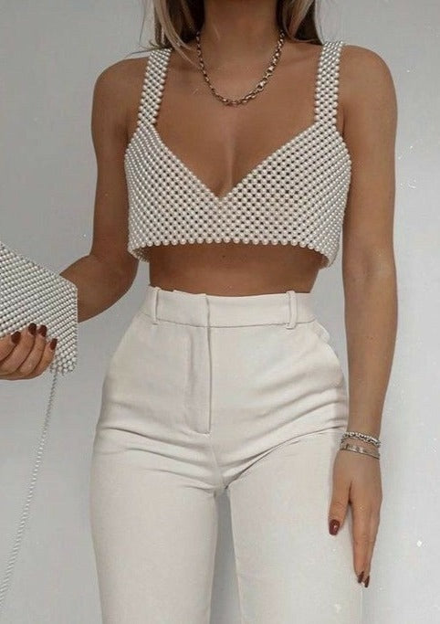 Bralette geweven parelgrid synthetische parels voor dames