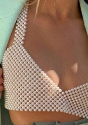 Bralette geweven parelgrid synthetische parels voor dames