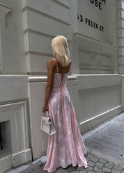 Pink floral dress back view
