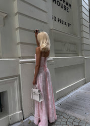 Pink floral dress front view