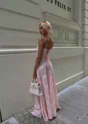 Pink floral dress side view