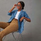 Lévi Blazer met borstzak en knoopsluiting van denim voor dames