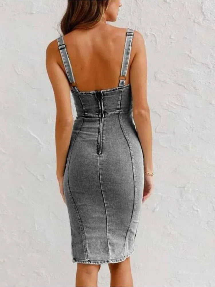 Kira | Dames Jeansjurk - Verstelbare Bandjes, Tijdloos Design 1