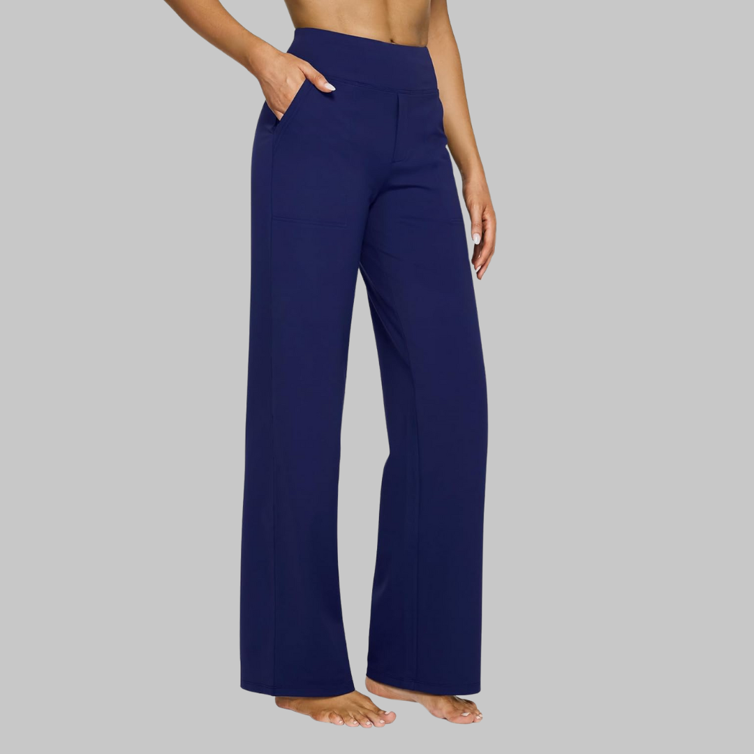 Broek dames donkerblauw comfort fit zij profiel