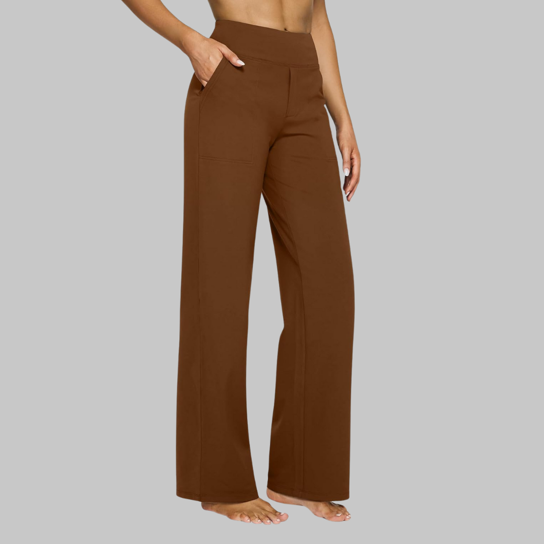 Broek dames bruin comfort fit zijprofiel