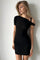 Black dress with one-shoulder design, front view