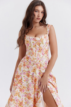 Lina | Dames Midi Jurk - Elegante Bloemenprint, Flatterend Silhouet 0