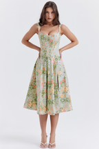 Lina | Dames Midi Jurk - Elegante Bloemenprint, Flatterend Silhouet 1