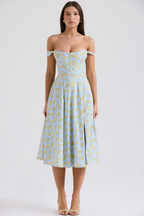 Lina | Dames Midi Jurk - Elegante Bloemenprint, Flatterend Silhouet 10