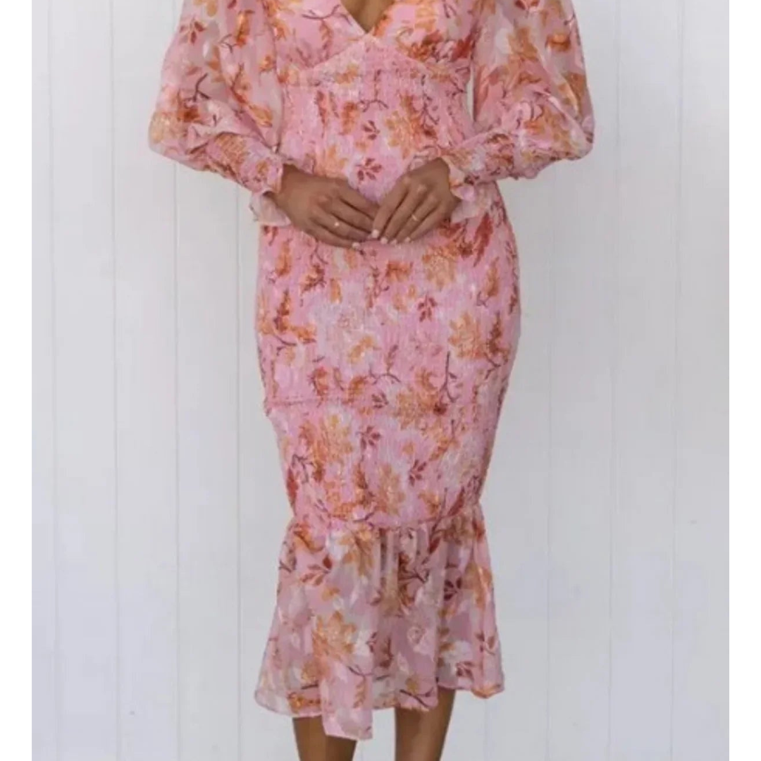 Lina | Dames Midi Jurk - Luchtige Bloemenprint, Perfect Voor Zomerjurkjes 0