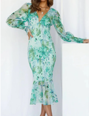 Lina | Dames Midi Jurk - Luchtige Bloemenprint, Perfect Voor Zomerjurkjes 5