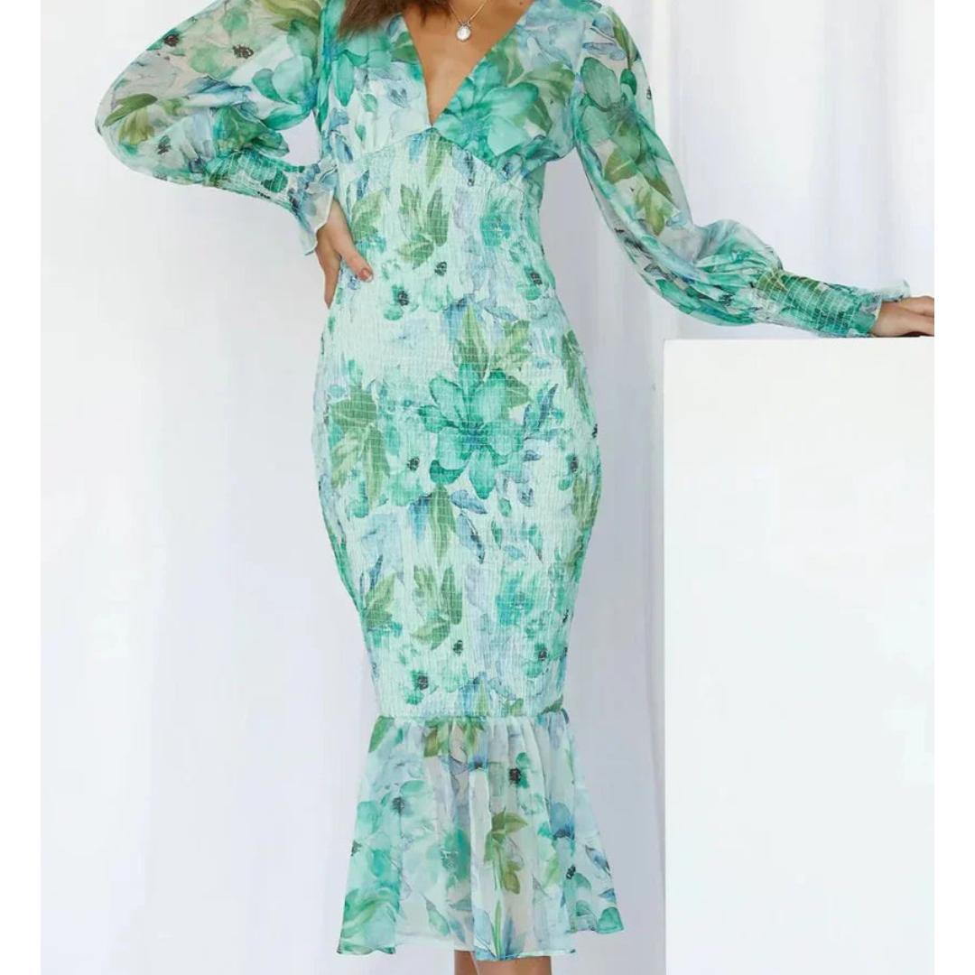 Lina | Dames Midi Jurk - Luchtige Bloemenprint, Perfect Voor Zomerjurkjes 8