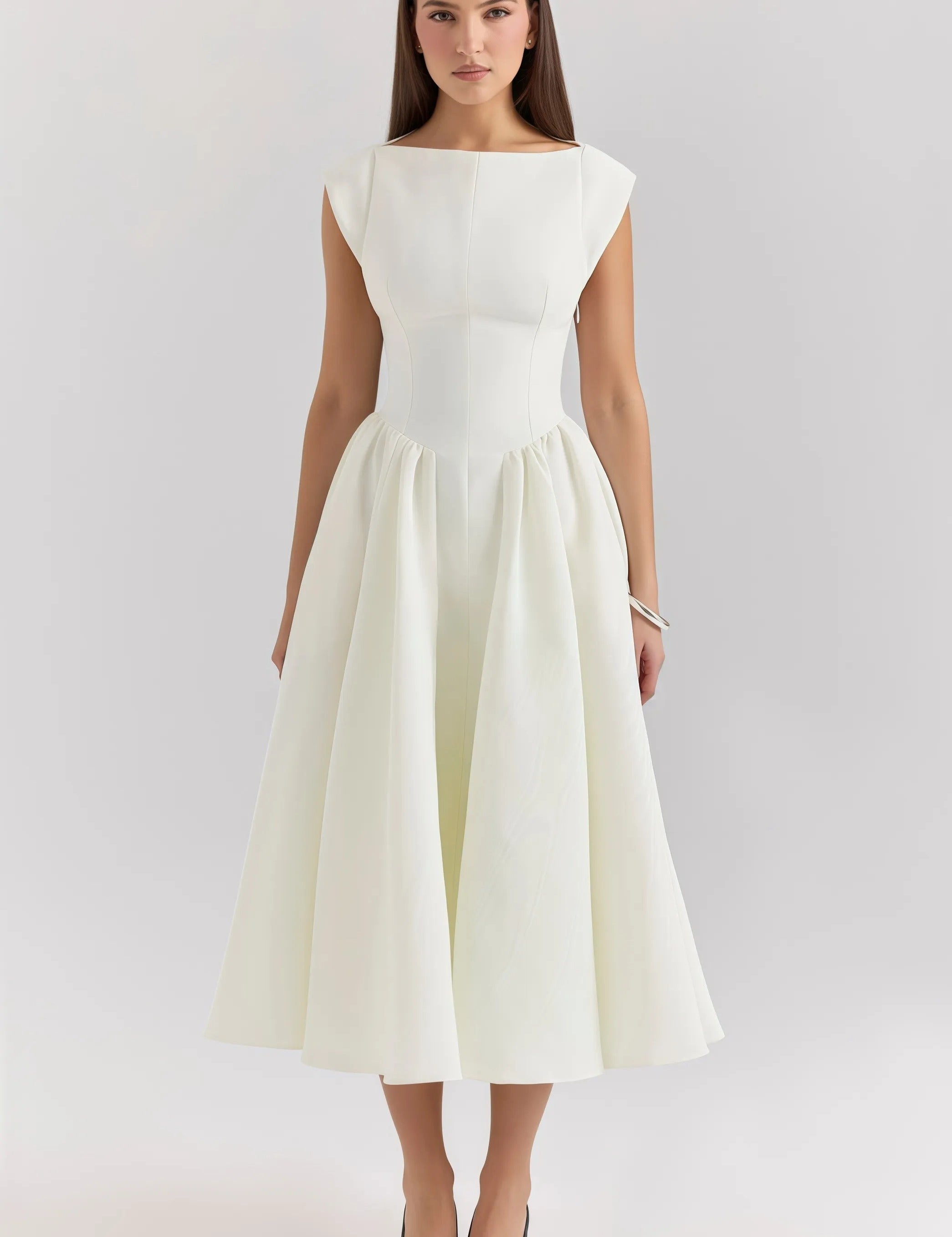 Livia | Dames Midi Jurk - Elegante Ruches, Hoogwaardige Stof 1
