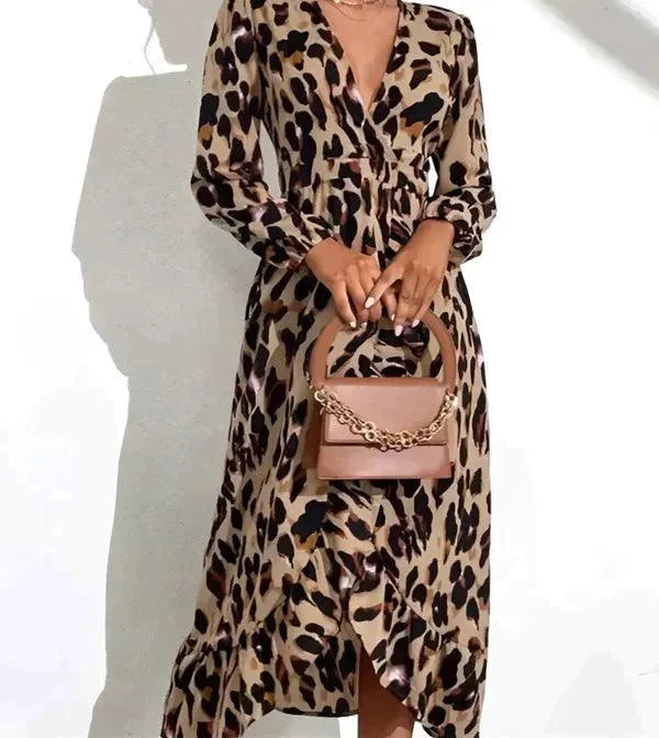 Luipaardprint Midi Jurk | Dames Midi Jurk Casual en Formeel 0