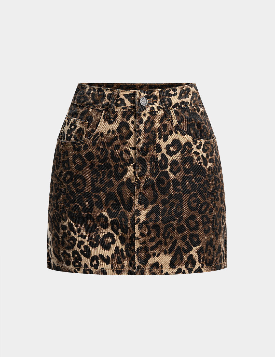 Luna | Dames Lange Hoge Taille Denim Rok - Luipaardprint, Trendy Design 0
