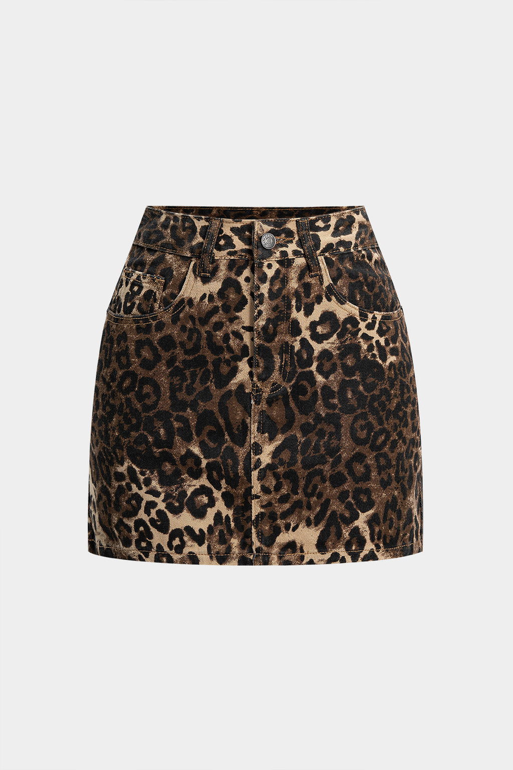 Luna | Dames Lange Hoge Taille Denim Rok - Luipaardprint, Trendy Design 0