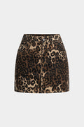 Luna | Dames Lange Hoge Taille Denim Rok - Luipaardprint, Trendy Design 0