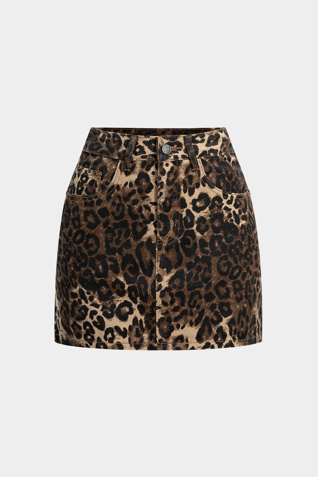 Luna | Dames Lange Hoge Taille Denim Rok - Luipaardprint, Trendy Design 0