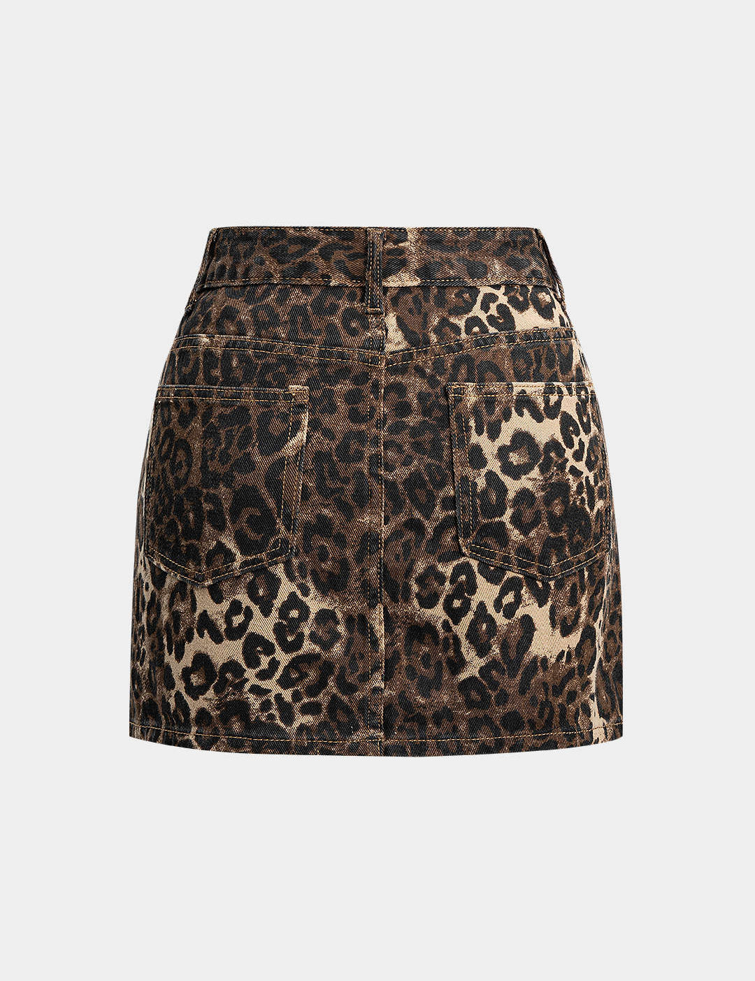 Luna | Dames Lange Hoge Taille Denim Rok - Luipaardprint, Trendy Design 1