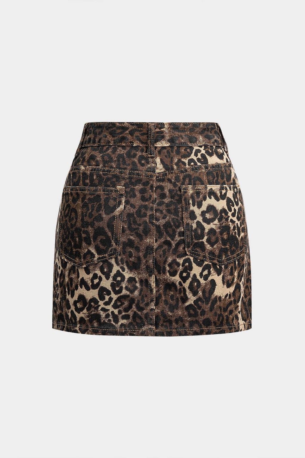 Luna | Dames Lange Hoge Taille Denim Rok - Luipaardprint, Trendy Design 1