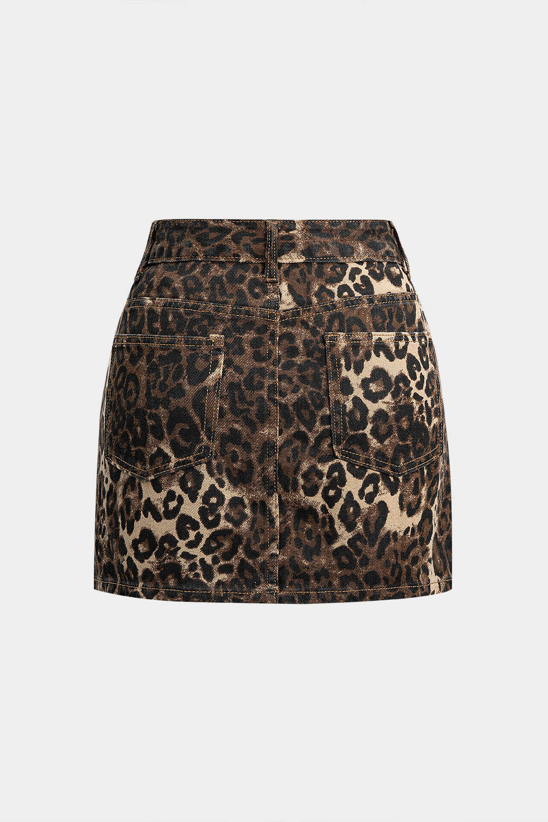 Luna | Dames Lange Hoge Taille Denim Rok - Luipaardprint, Trendy Design 1