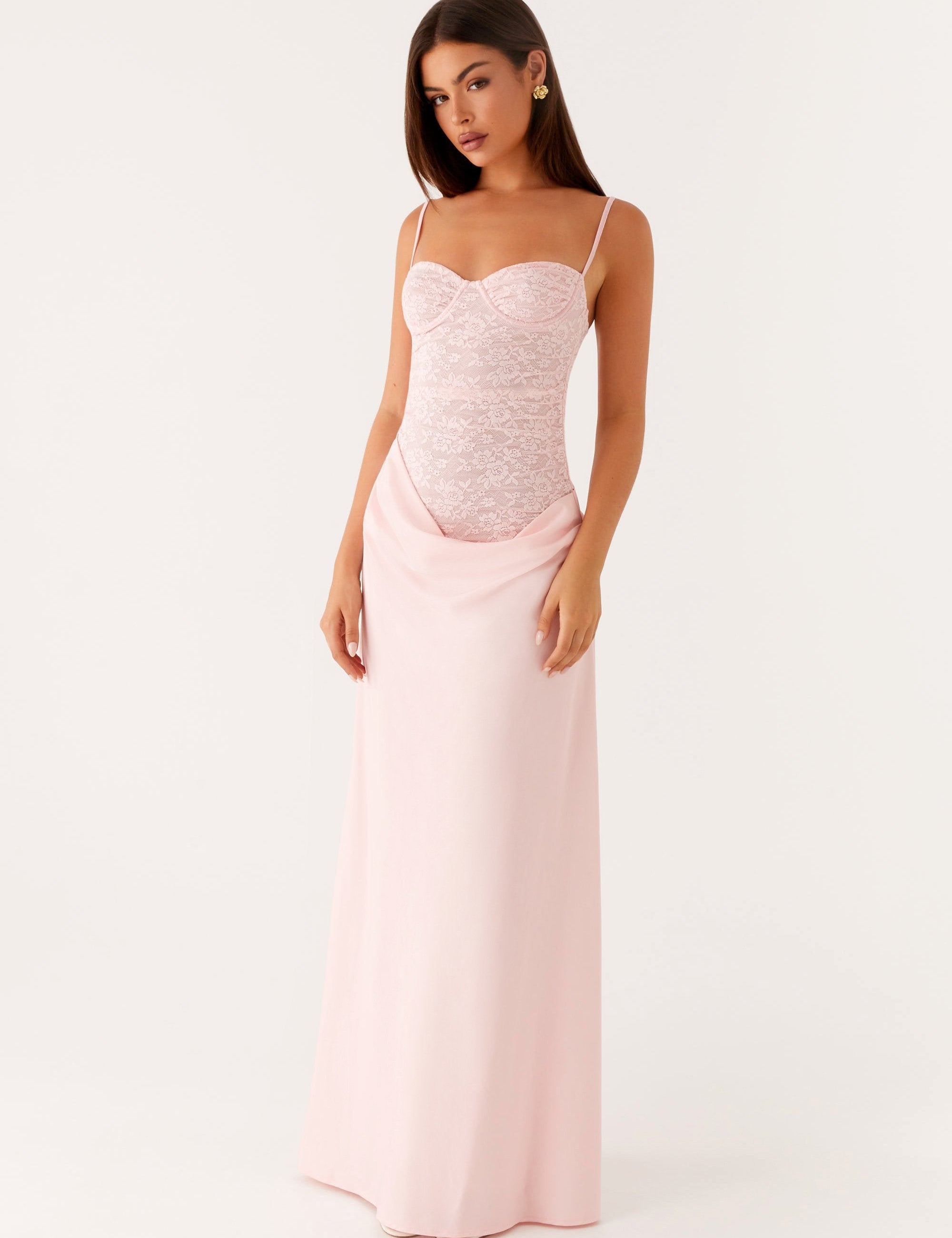 Lysandra | Dames Lange Jurk - Kanten Corset met Luxe Satijnen Rok 0