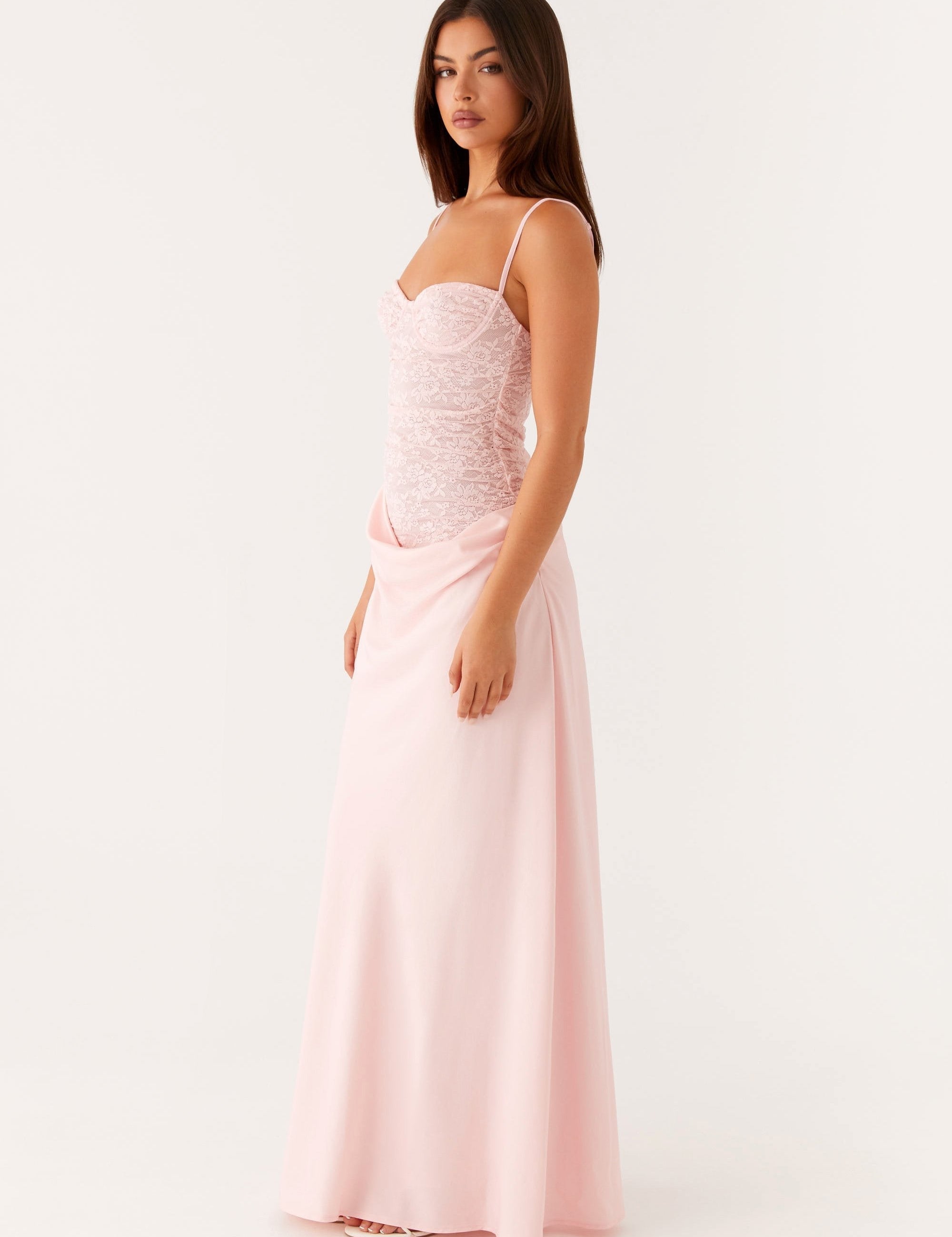 Lysandra | Dames Lange Jurk - Kanten Corset met Luxe Satijnen Rok 1