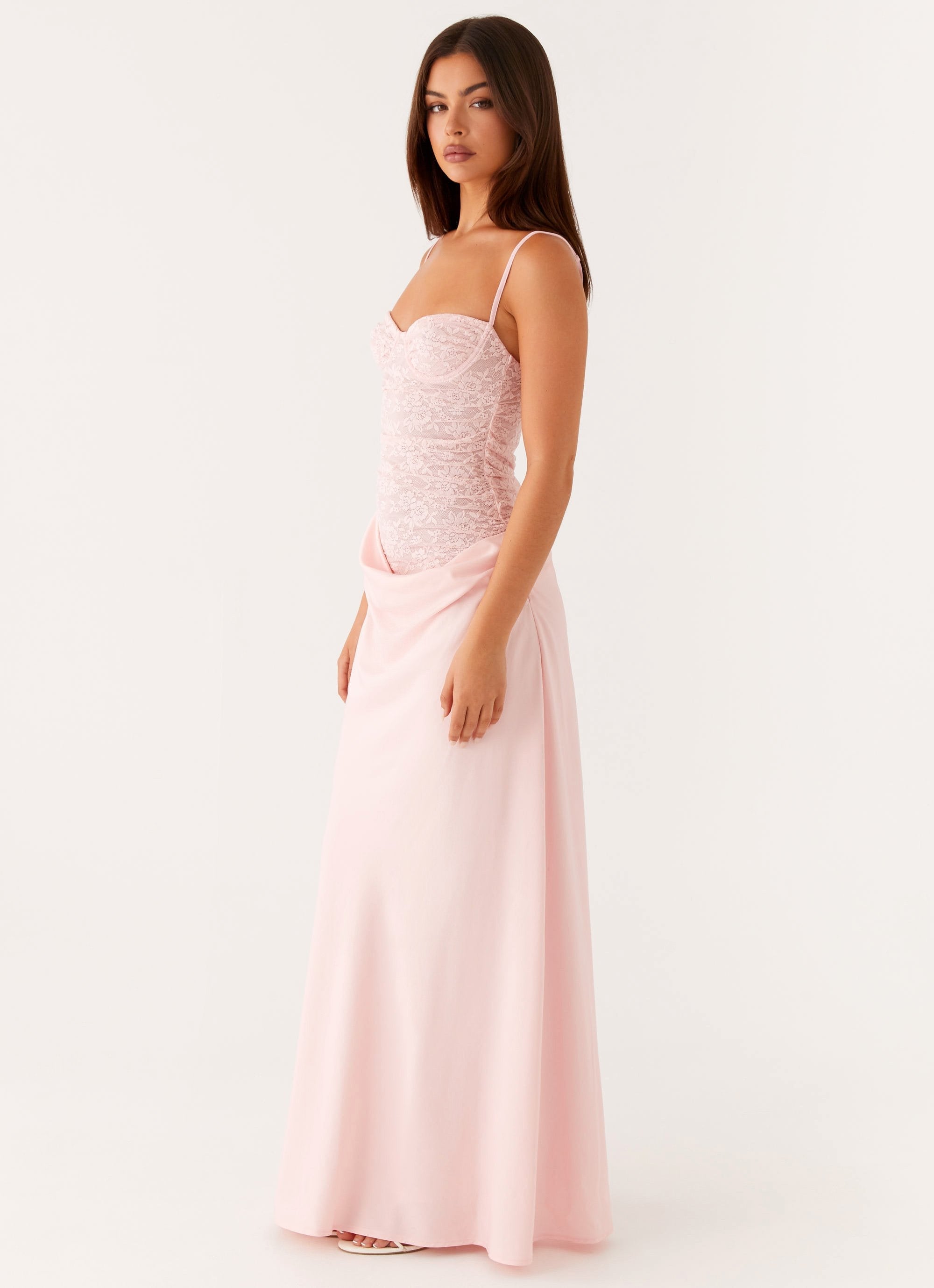 Lysandra | Dames Lange Jurk - Kanten Corset met Luxe Satijnen Rok 1
