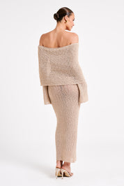 Isaya Maxi-jurk off-shoulder bouclé voor dames