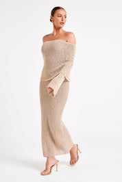 Isaya Maxi-jurk off-shoulder bouclé voor dames