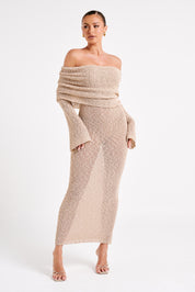 Isaya Maxi-jurk off-shoulder bouclé voor dames
