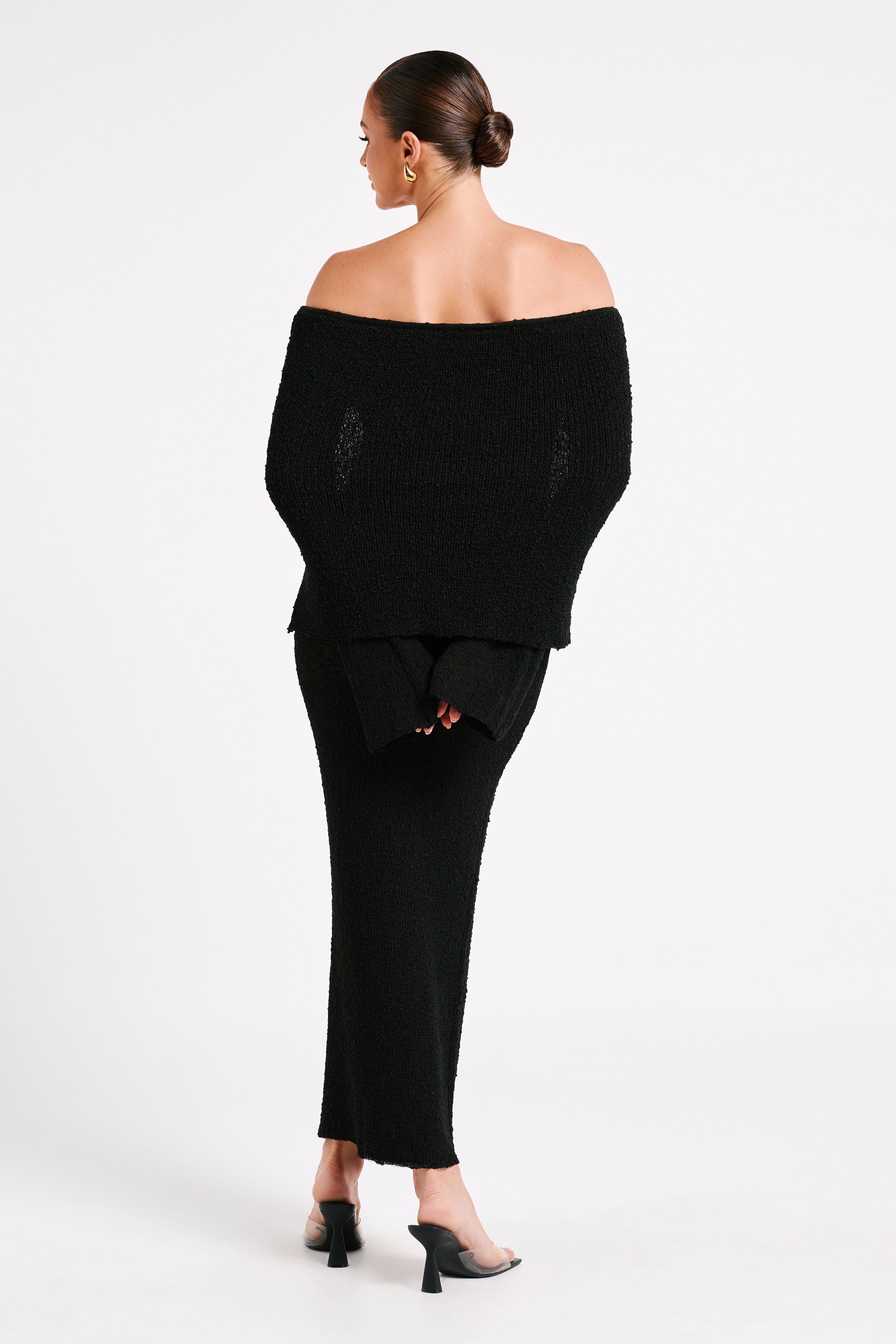 Isaya Maxi-jurk off-shoulder bouclé voor dames