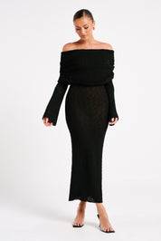 Isaya Maxi-jurk off-shoulder bouclé voor dames