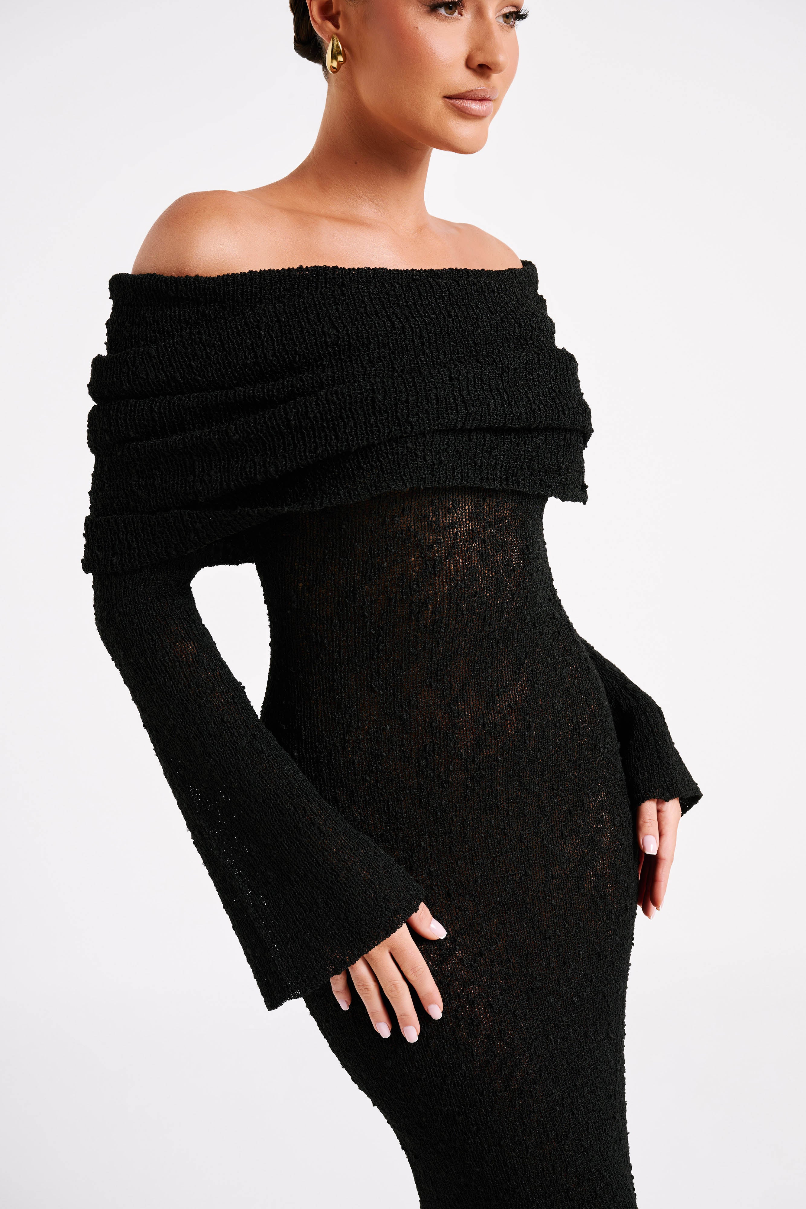 Isaya Maxi-jurk off-shoulder bouclé voor dames